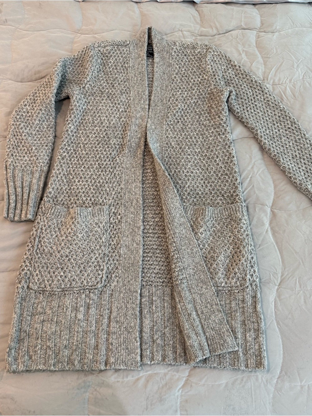 Abercrombie & Fitch Heather Gray Long Open-Front Cardigan